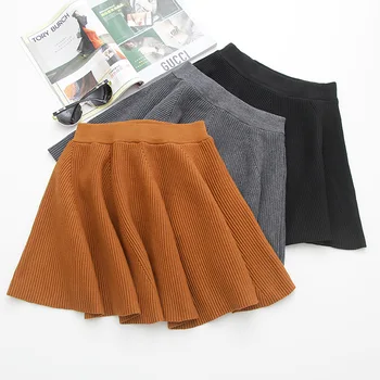 Новая женская плиссированная мини-юбка, модная элегантная осенне-зимняя трикотажная юбка однотонного цвета с эластичным поясом